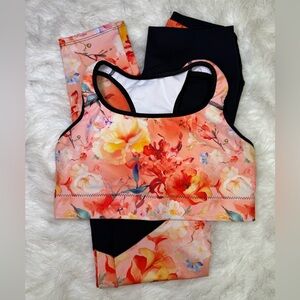 Floral Print Sports Bra and Leggings Set